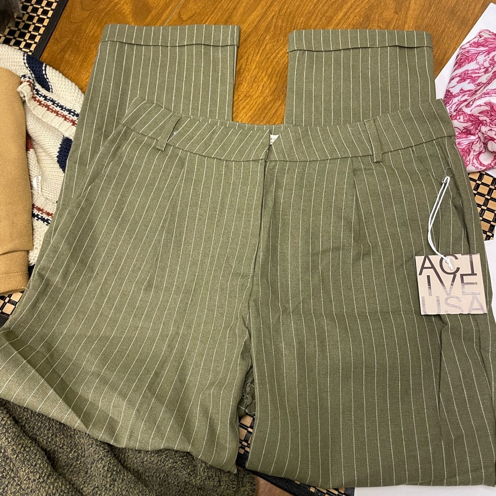 Olive Striped Pants